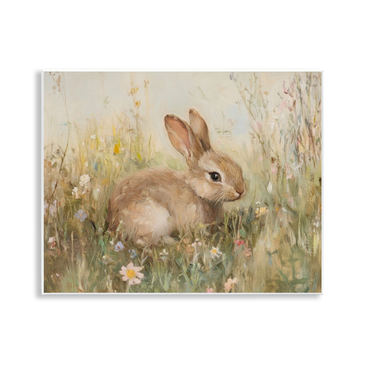 Stupell Industries Brown Bunny in Flower Meadow Wall Plaque, design by Petal Prints Design